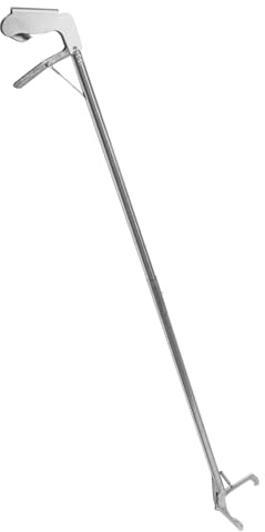 VILLCASE Stainless Steel Snake Catcher Clamp Folding Snake Stick with Curved Jaw Lock Safe Tool for Reptile Handling and Animal Control