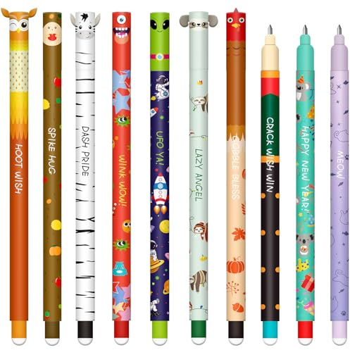 VyxZythron Radierbarer Gelschreiber Set - gel pens für löschbare Stifte Set, mit thermoempfindlicher Löschtinte, einer Vielzahl von Tintenfarben, 0,7 mm (10 Blindboxen löschbare Stifte)