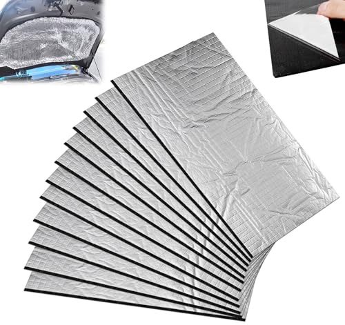 BORDEAG Tapis D'isolation Phonique, 15 Pièces Auto Tapis D'isolation Acoustique 400x25x10mm, Tapis de Voiture Isolant, Isolant Thermique Voiture pour Isolation Phonique Étanche Ignifuge