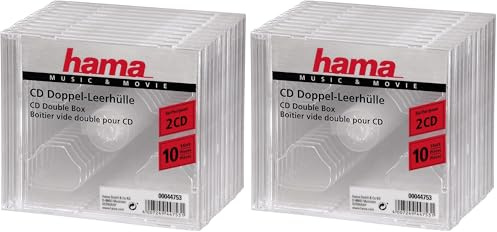 Hama - Custodia per CD Doppia, 5 Pezzi, Trasparente (Confezione da 2)