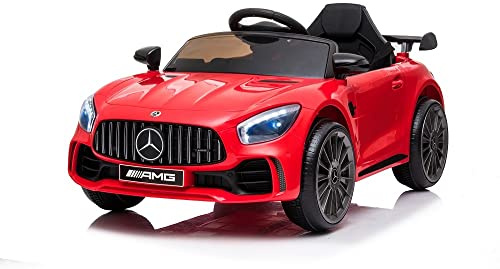 Tecnobike Shop Auto Macchina Elettrica Per Bambini Mercedes Benz AMG GTR 12V 2 Motori SoftStart GT-R AMG Con Telecomando Parental Control Luci e suoni Mp3 (Rosso)