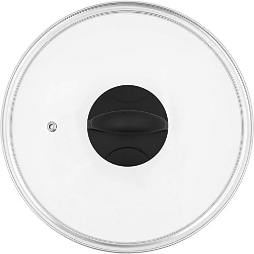 Blackmoor Home 67169 28cm Tempered Glass Pan Lid | Soft Touch Handle | Suitable For Pots & Pans | Built In Steam Vent | Stainless Steel Edge