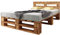 sunnypillow Palettenbett M2 aus Holz 180 x 200 cm mit Kopfteil und Lattenrost, Doppelbett, Familienbett - erhöhtes Ehebett Bettgestell Futonbett Komforthöhe Geflammt Massivholzbett