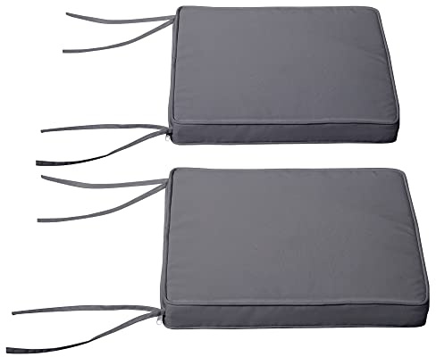 Outsunny Lote de 2 cojines de silla de jardín, cojines de asiento desenfundables, relleno de 5 cm, tejido de poliéster, 45 x 45 cm, color gris oscuro
