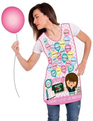 Babi personalizado PROFESORA. Modelo GLOBOS. Regalos para profesores. Ideal para regalar en fin de curso. Regalos personalizados y originales para profes.