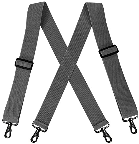 YYKSYDPT Bretelles robustes de 5,1 cm pour homme, bretelles de travail avec crochets, bretelles pour homme et pantalon d'extérieur, gris foncé, taille unique