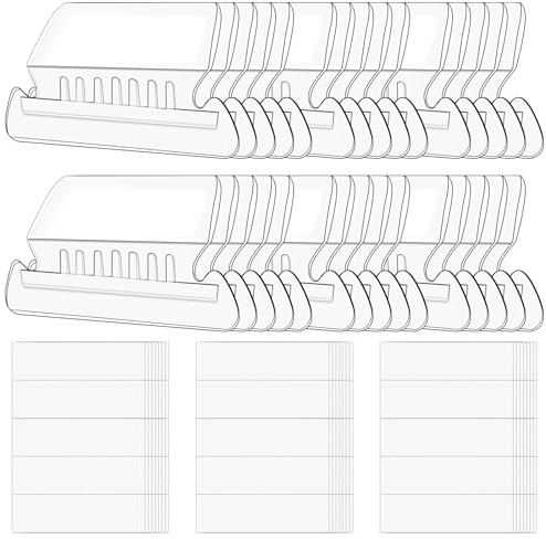 Swpeet Lot de 100 étiquettes en plastique transparent avec inserts, onglets de dossier suspendus pour une identification rapide des dossiers suspendus, faciles à lire, inserts de fichiers suspendus