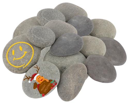 FWEEK 20 Stück Kieselsteine zum Bemalen, 5-8cm Glatte Flusssteine zum Bemalen, Flache Steine zum Bemalen, Natürlicher Flussstein Flache Kieselsteine Steine zum Bemalen für Handwerk Malerei