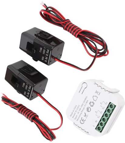 Luocute Compteur d'électricité monophasé, Monteur de Puissance WiFi à Carter D'énergie Intelligent avec une Pince 20A 2PCS pour le Système de Données Solar PV System, pour la Vie