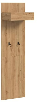 furnling Garderobenpaneel Dravo, mit Hutablage, Garderobenstange & 2 Haken, Breite ca. 50 cm, Artisan Oak Holz Nachbildung, modernes Design, FSC®-zertifiziert, Made in EU