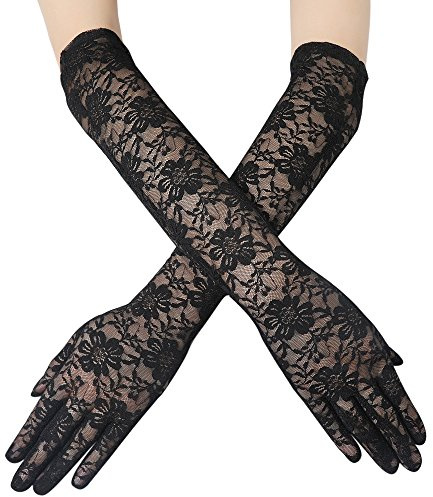 ArtiDeco Guantes Largos/Cortos de Encaje Con/Sin Dedos Guantes Nupcial Novia Accesorios Boda Gótico