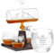 Maverton Decanter per Whisky in vetro - incisione personalizzata - Caraffa da 1000 ml con una nave all’interno + 4 Set bicchieri whisky - idea regalo per l’uomo - compleanno