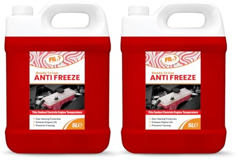FILO Red Antifreeze & Coolant Ready to Use 2X5 L | High Performance/Long-Life Formula | G12, G12+ & G13 Compatible | Universal Summer & Winter Coolant | All Cars.