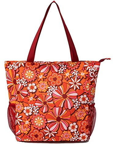 Solance - Grand sac de shopping, fourre-tout, épaule, gym, plage ou voyage avec poches