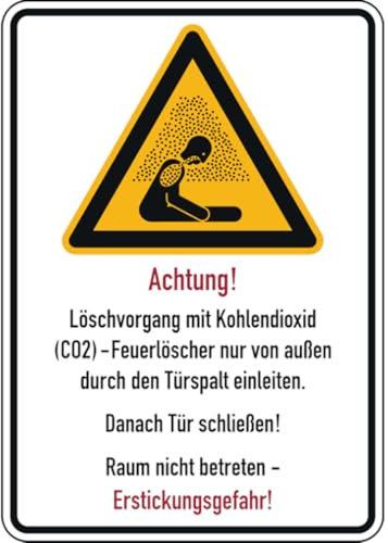 Dreifke® | Schild Warnschild, Kombischild, Löschvorgang durch Türspalt - 297x420x1.5 mm Kunststoff