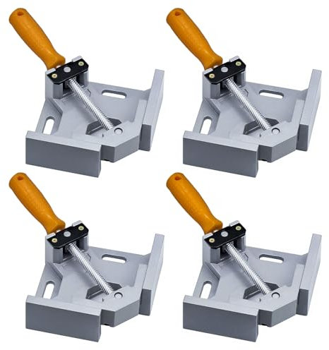 4 Piezas Sargentos Carpintero de 90°, Abrazadera Metalicas de ángulo, Sargentos de Apriete de Solo Mango, con Mandíbula Giratoria Ajustable, para Carpintería,Ingeniería,Carpintería,Soldadura
