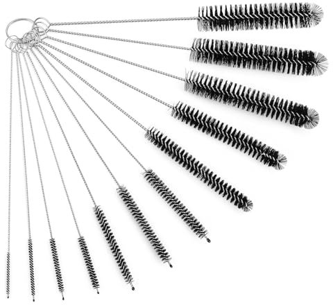 Reinigungsbürsten,12 Stück Strohhalm Bürste Set, Nylon 21cm Lang Flaschenbürste, Heizkörperbürste, Strohhalm Reinigungsbürste, Kleine Reinigungsbürste Schwarz