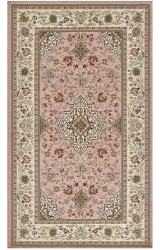 Pierre Tappeti Tappeto orientale classico TABRIZ ROSA in ciniglia multiuso lavabile antiscivolo cm.85x150
