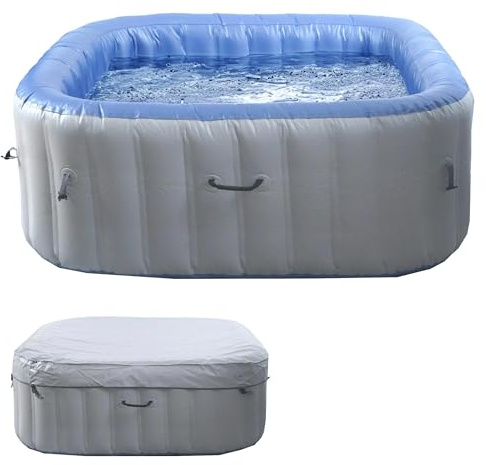 Mendler Whirlpool HWC-N97, Ersatz-Pool 5 Personen, In-/Outdoor aufblasbar PVC laminiert, eckig 180cm, grau-blau