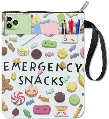 craspire Housse de Protection Colorée en Tissu Lavable et Imperméable pour Carnet de Notes Motif Bonbon avec Fermeture Éclair et Poche Supplémentaire pour Protection des Manuels Scolaires