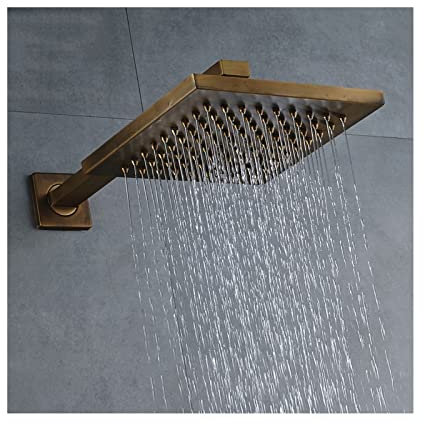 20 cm regnduschhuvud i mässing – högtrycksfast dusch med duscharm antik finish anti-igensättningsmunstycken helkropp vattenfall täckning lyxig badrumsuppgradering
