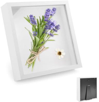 Cornice Portafoto 3D, Cornice D'arte DIY per Decorazioni da Riempire 20 x 20 cm, Quadrata Box Frames Profonda 3 cm, con Lastra Acrilica Trasparente, per Regali di Famiglia(Bianco)