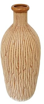 Artisan-Style Ceramic Vase – 35cm Tall, Earthy Sand Finish with Hand-Etched Lines – Modern Boho Decorative Vase for Home, Shelf, Tabletop & Living Room Decor