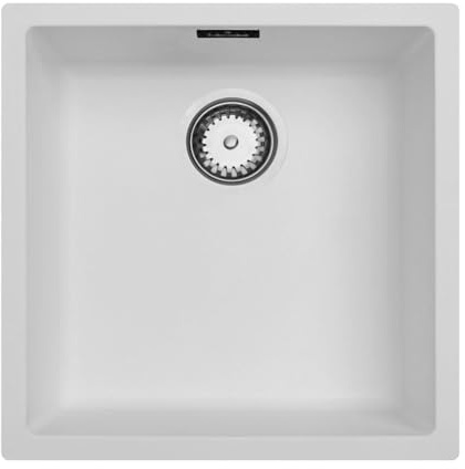 Fregadero Blanco Luquicina LD44WH – 1 seno cuadrado – Empotrable o Bajo Encimera – Composite BIO – 45 x 45 x 20 cm