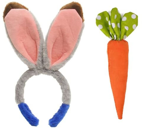 OPVYAEU Set De 2 Piezas Diadema Orejas De Conejo Disfraz Infantil Niño Y Niña Rabbit Ears Bunny Ears Carnaval Orejas De Conejo Grises Diadema Conejo Gris