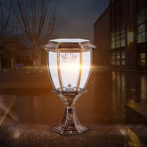 Zhangl La luz solar Columna Europea, Pilar Victoria exterior de cristal Tabla Columna linterna lámpara creativa E27 Decoración de aluminio Columna Farola poste de luz Patio Jardín Villa puerta de la l