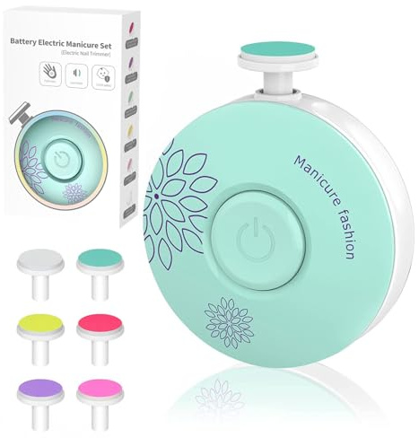 LETUENMI Baby Nail Trimmer Electric Baby Nail File, Baby Nail Clippers, 6 Grinding Heads, Safe Easy Quiet Baby Nail Grooming Care Kit for Newborn Infant Toddler Adult Battery Operated (Not Included)