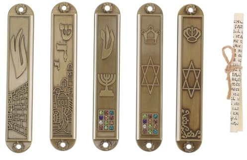 HOLIDYOYO Mezuzá De Metal Vintage 5 Decoración Colgante para Puerta Hogar Oficina Símbolo Judío De Bendición 3.54 Pulgadas