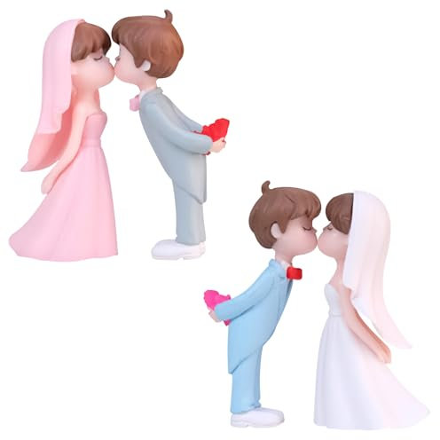 YILANJIN Decoración del Pastel de Bodas, 2 Pares Decoración de Estatuilla de Boda, Novios Tarta Boda Decoración para Tarta de Boda, Decoración de Tarta para Decoración de Boda, Aniversario, Colección