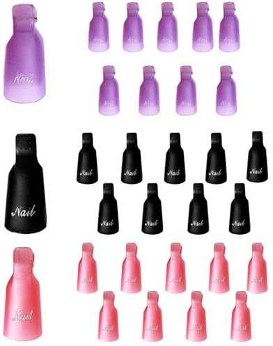 30 delar återanvändbara nagellacksborttagningsklämmor, plast nagelkonst soak-off cap-clips, manikyr blötläggning sätt nagelklipp, för hem och professionell salong