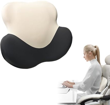 New Ergo Life Cojín de apoyo lumbar, soporte de espalda de espuma viscoelástica para aliviar el dolor, cojín ergonómico para silla de oficina, asiento de coche y hogar, funda extraíble y lavable