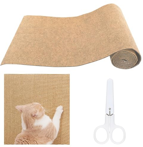 Anseom Alfombra Rascador para Gatos Rascador Gato con Autoadhesivo DIY Protector Sofa Gatos Climbing Cat Scratcher para Proteger Alfombra 40×200cm (Caqui)