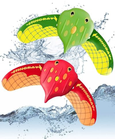 LEEQBCR Teufel Fisch Schwimmbad Spielzeug, Wasserspielzeug Kinder, Pool Spielzeug, Tauchringe für Kinder, Tauchspielzeug, Wasser Spielzeug für Swimmingpool, Unterwasser Glider (2 PCS, Rot und Grün)