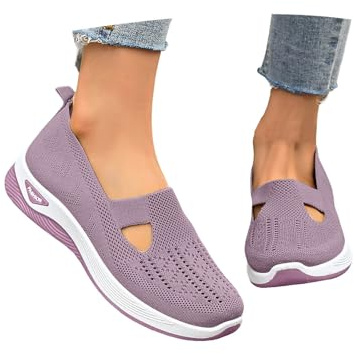Dam ortopediska slip-on skor sportskor andas lätt mesh breda H slip-skor, sneakers bekväma ergonomiska mjuka fotbädd promenadskor sommarskor fritidsskor