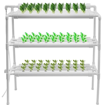 Sistema de cultivo hidropónico, sistema de plantas hidropónicas con 90 espacios de plantación, sistema de cultivo de tubos UPVC de 3 niveles, ahorro de agua, torre hidropónica, kit de inicio