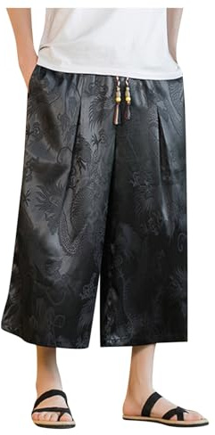 Pantalones harén para hombre Hakama Samurai, pantalones holgados, pantalones de verano, pierna ancha, pantalones de ocio, Harajuku Samurai, pantalones Kendo Uniformes, pantalones ligeros de verano