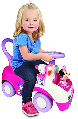 Kiddieland Minnie Dancing Ride-On Toy for Toddlers, Interactive Music, Lights and Sounds, Steering Wheel with Horn, Ages 2+, Durable Foot-to-Floor Push Car
