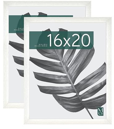 MCS Studio Gallery 16x20 Poster Frame White Woodgrain, Vertical & Horizontal Wall Hanging Large Picture Frame for Photos, Posters & Art Prints (2-Pack)