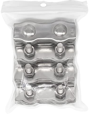 YYWEi Duplex Klemme 8mm Drahtseilklemme 304 Edelstahl Seilklemme für Drahtseile Rostfrei Kabelklemme Markise Fixiert (4 Stück)