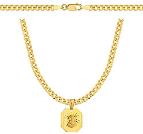 Amor Luxury Collana Bizantina in Oro 585/925 - Gioielli con Medaglione - Regalo di Compleanno