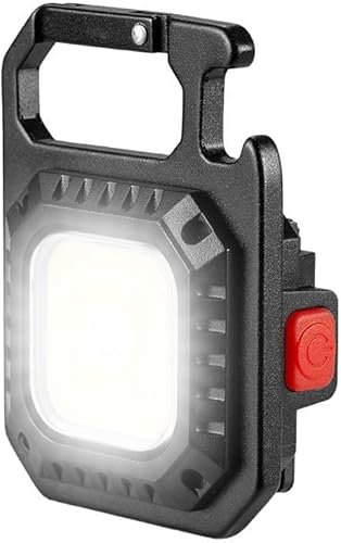 LECHOU Cob Mini Keychain Flashlights 2000Lumen 7 Modes, Cob Light Rechagerable Light with Folding Bracket, Bottle Opener and Magnet Base, for Thanksgiving Day, Christmas and New Year (Traditional)