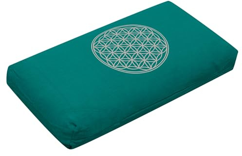 Yogistar Yogakissen - Klein - Blume des Lebens - Mit Bio Dinkelspelz-Füllung Petrol