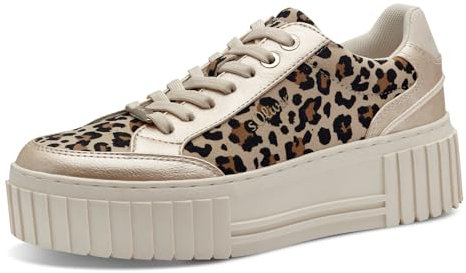 s.Oliver Damen Plateau Sneaker Platform Vegan, Mehrfarbig (Leopard Comb.), 41 EU