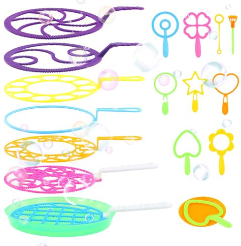 Volumoon Seifenblasen Set für Kinder, 18 Stücke große seifenblasen Set Seifenblasenstab Einstellen Große Seifenblasenstäbe, Seifenblasen groß für Sommer Outdoor aktivitäten, Kindergeburtstag, Partys