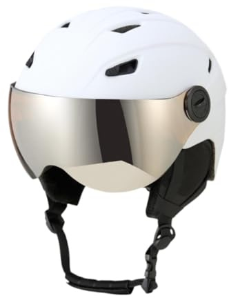 Ronyme Casque de Ski avec Lunettes, Casque de Neige Respirant pour Femmes et Hommes, léger, réglable, résistant aux Chocs, Casque de Snowboard, Blanc, M