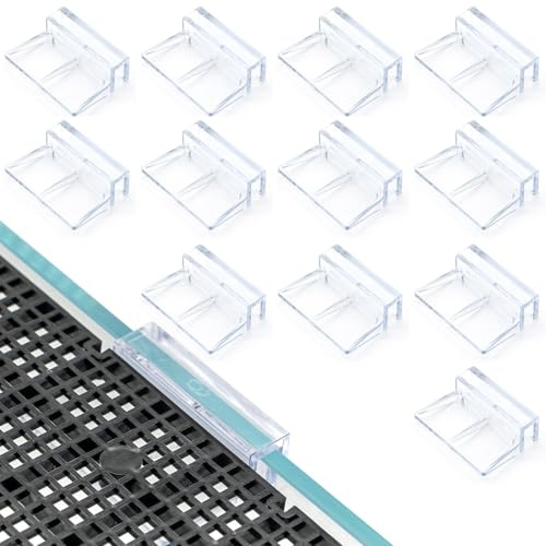 LINLAN 12mm 12 Pieces Aquarium Cover Bracket,Fish Tank Lid Clips Acrylic Aquarium Cover Clip Support Holder for Rimless Aquariums